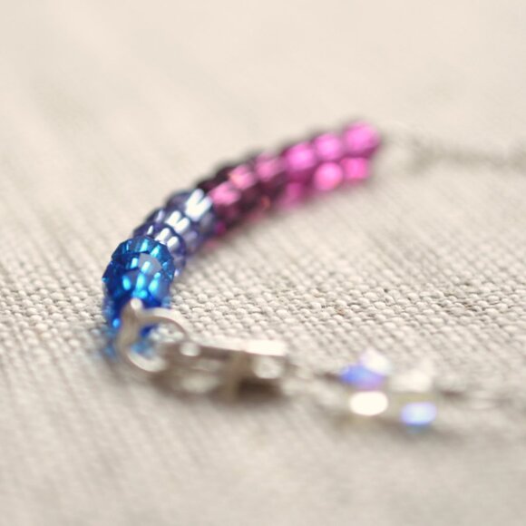 Dainty Blue and Fuchsia Crystal Row Bracelet in Sterling Silver - Picture 6 of 6